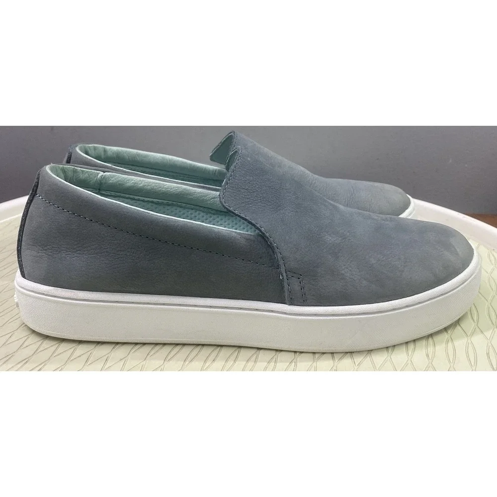 LL Bean Eco Bay‎ Womens Suede Leather Slip-On Shoes Green Comfort Flats 8.5M